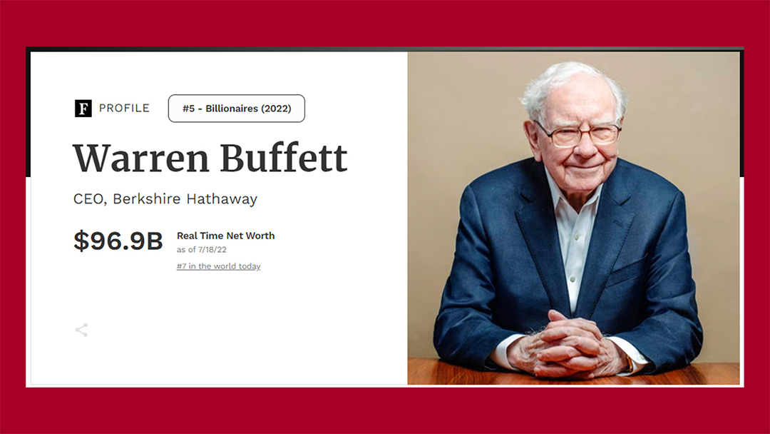 Warren Buffett. Топ-7 Форбс мира. Состояние $96.9B. Скриншот страницы Forbes